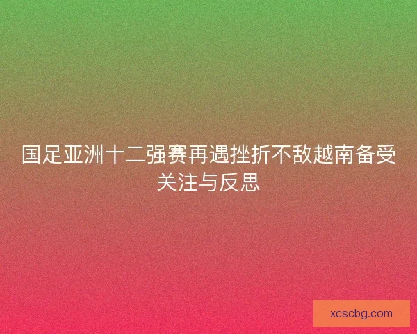 国足亚洲十二强赛再遇挫折不敌越南备受关注与反思